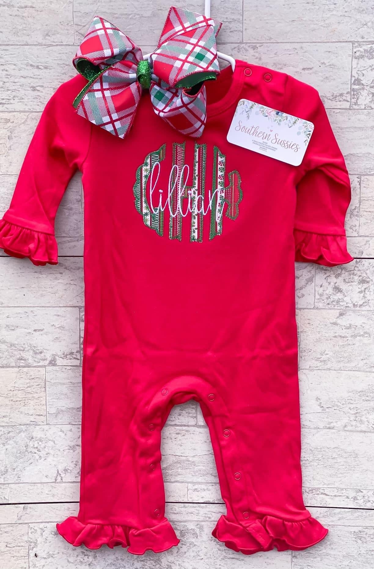 christmas initials romper&dress