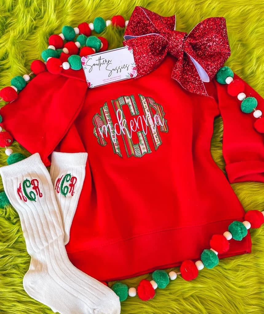 Christmas Initial Appliqué Sweatshirt