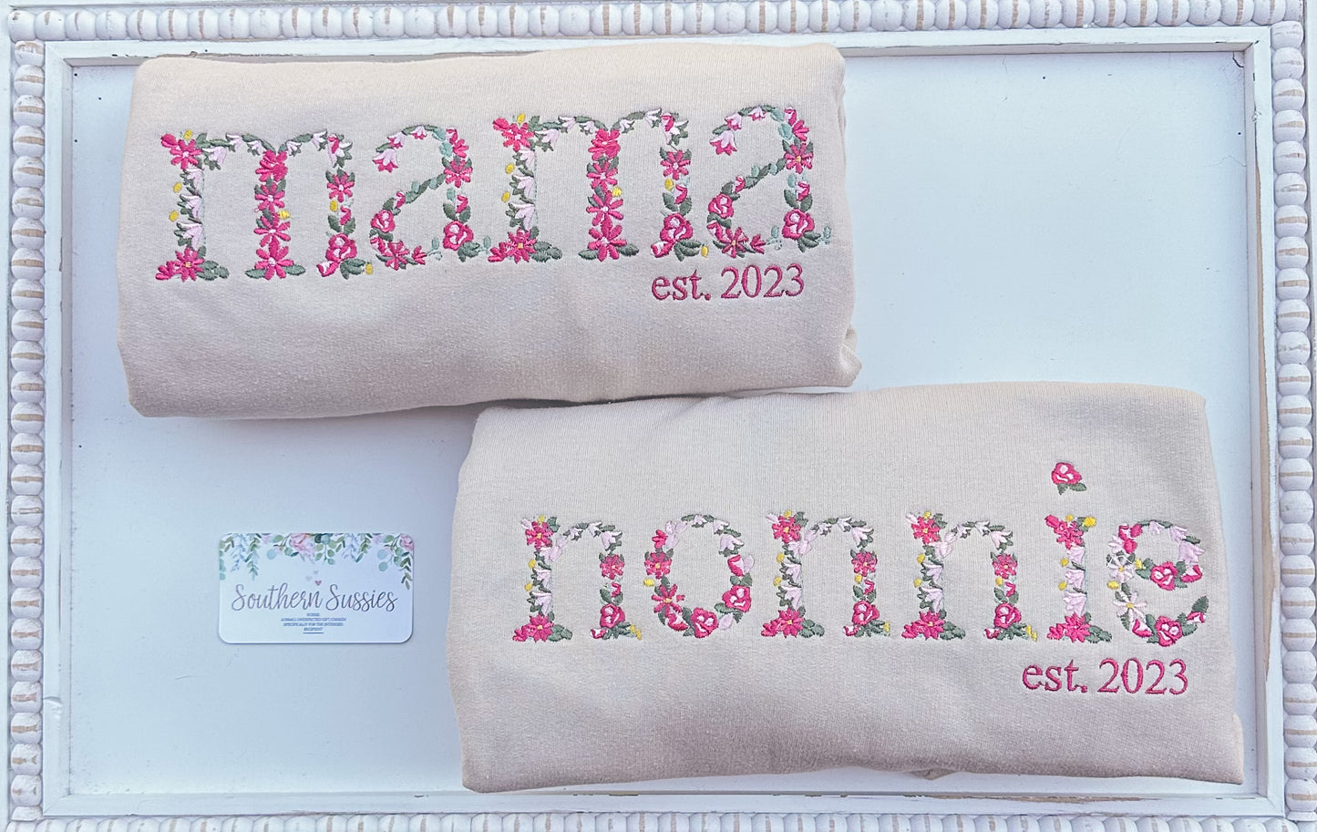 floral lettering embroidery