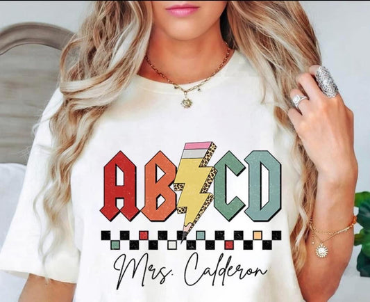 ABCD rock band teacher shirt