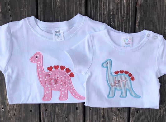 Valentine Dino Applique Shirts